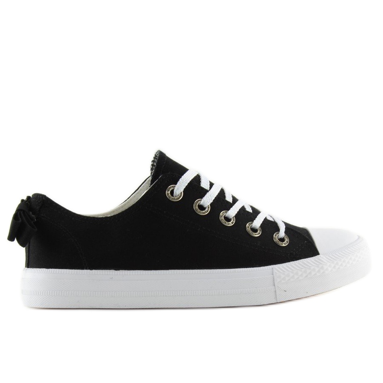 Svarta damsneakers med rosett 8935 Svart