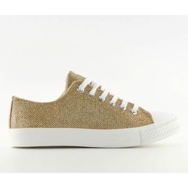 Guld kvinnors sneakers T-1717 Gold gyllene