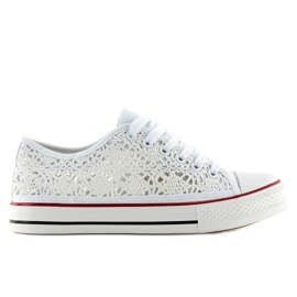 Vita spetssneakers för kvinnor NB89P vita