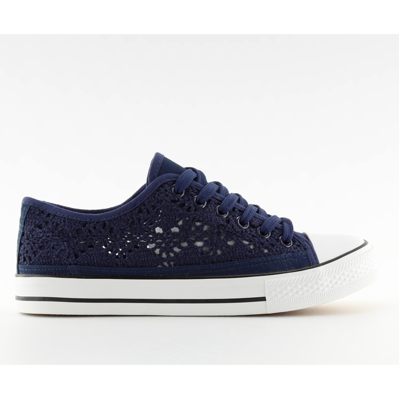 Marinblå spets sneakers för kvinnor NB89P Blå