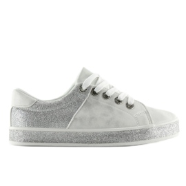 Vita glänsande damsneakers BL125 Vita grå