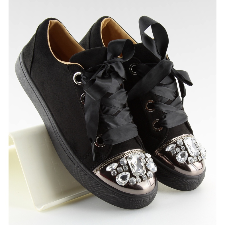 Svarta sneakers med stenar 6192 Svart