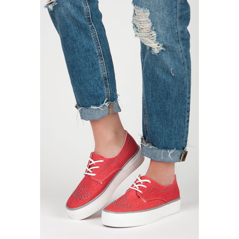 Kylie Sneakers med kristaller röd