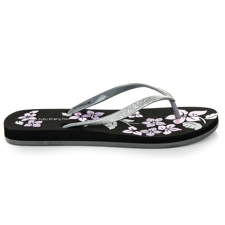 Mckeylor Flipflops med blommor svart