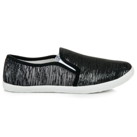 Slip on sneakers med silvertråd svart