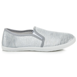 Slip on sneakers med silvertråd grå