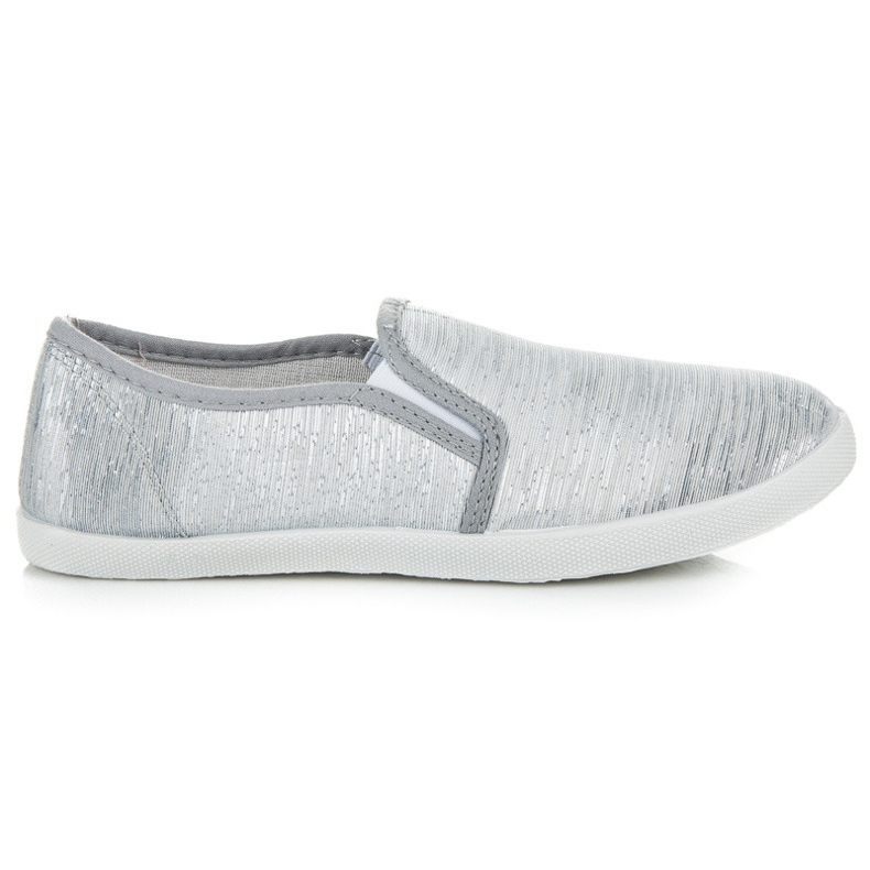 Slip on sneakers med silvertråd grå