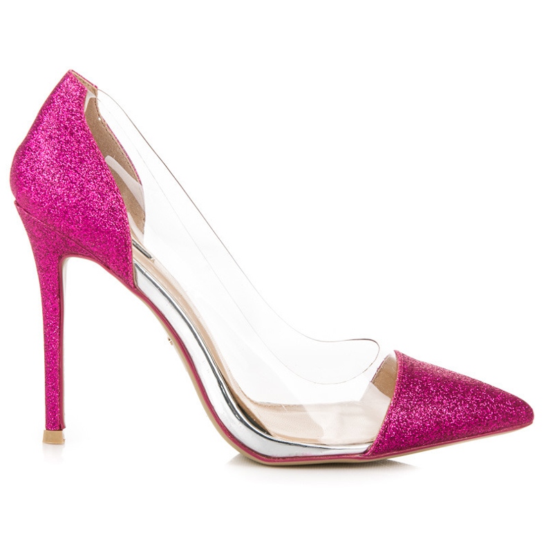 Vices Genomskinliga klackar med glitter rosa