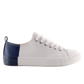 Bicolor vita sneakers BK378 WHITE / D.BLUE