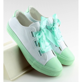 DC11 WHITE / GREEN vita och mint sneakers med band grön