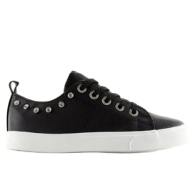 Svarta BL122p Svarta sneakers med cubic zirconia