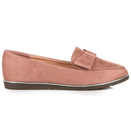 Loafers i mocka med rosett rosa