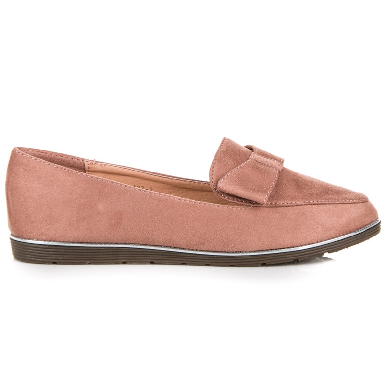 Loafers i mocka med rosett rosa