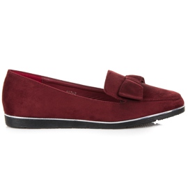 Burgundy Loafers Med En Rosett röd
