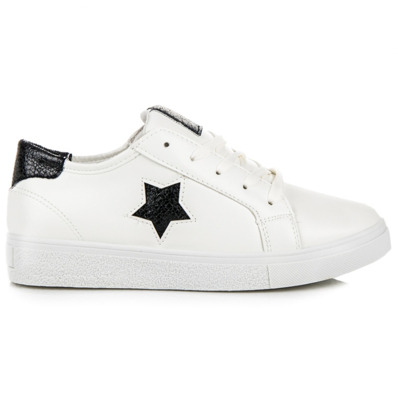 Knytna sneakers med stjärna vit