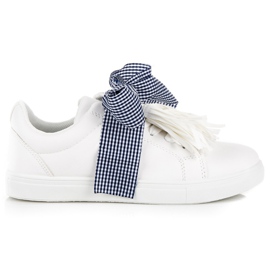 Bundna Sneakers Med En Rosett vit