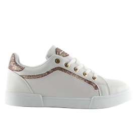 Vita och rosa sneakers för kvinnor BM1972 WHITE / CHAMPAGNE
