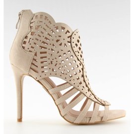 Öppen tå beige stövlar med öppen tå M286 Beige