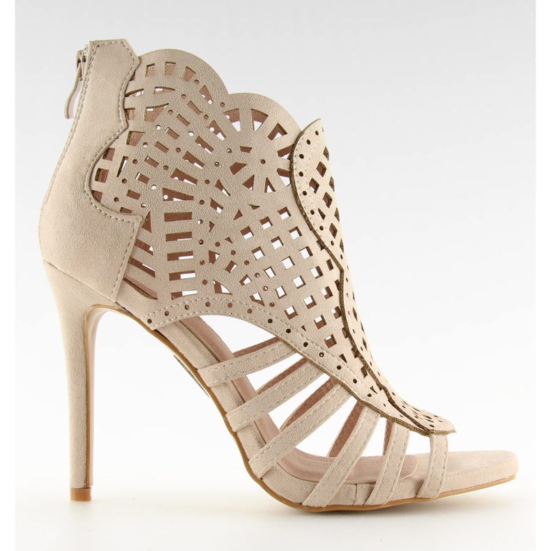 Öppen tå beige stövlar med öppen tå M286 Beige