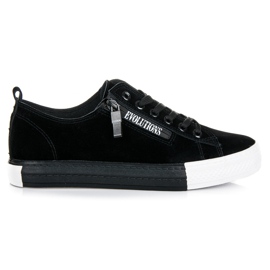 Sneakers i mocka på plattformen svart