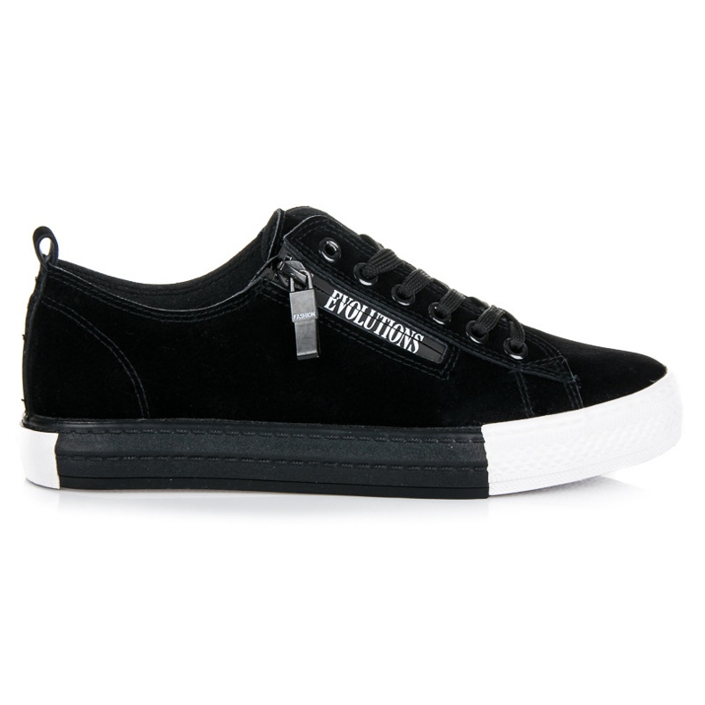 Sneakers i mocka på plattformen svart