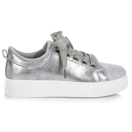 Sport Sneakers På Plattformen Med Bindning grå