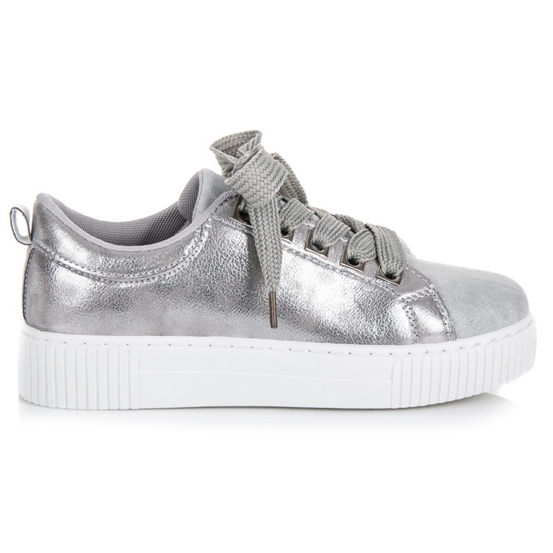 Sport Sneakers På Plattformen Med Bindning grå