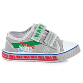 Hasby Pojksneakers med kardborreband grå