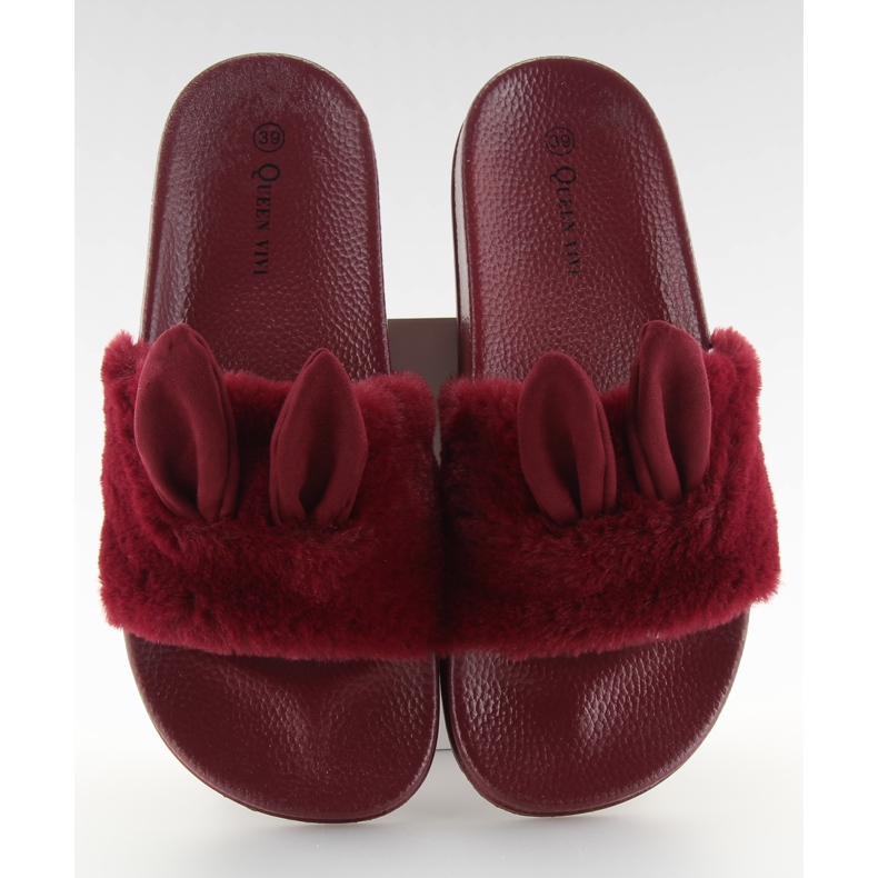 Tofflor Med Päls Och Skador 58-2 Ii-Gat röd