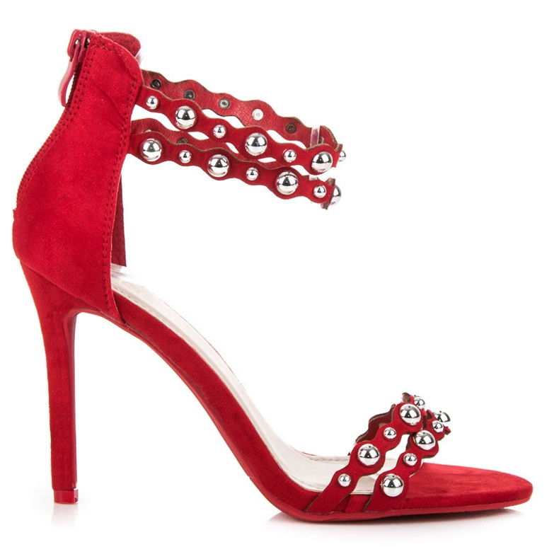 Vinceza Röda sandaler med ornament