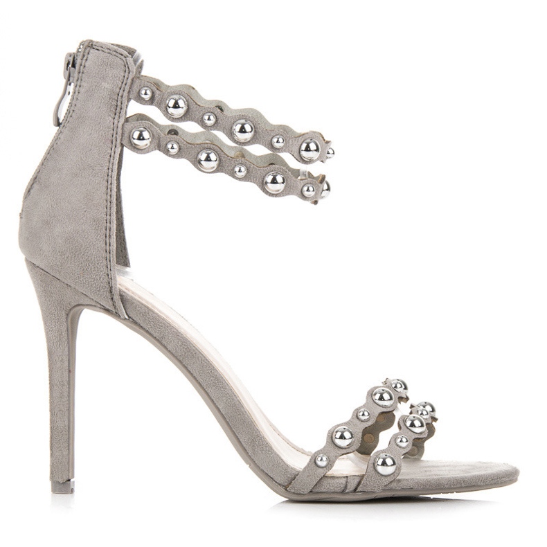 Vinceza Gråa Sandaler Med Ornament