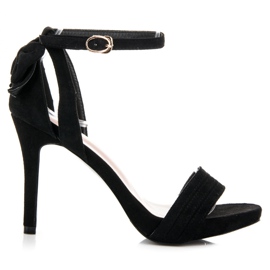 Vinceza Sandaler i mocka med rosett svart