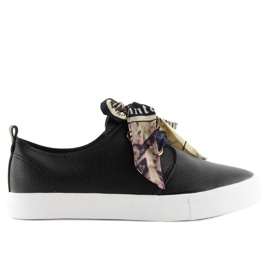 Svarta XL09P Svarta sneakers knutna med ett band