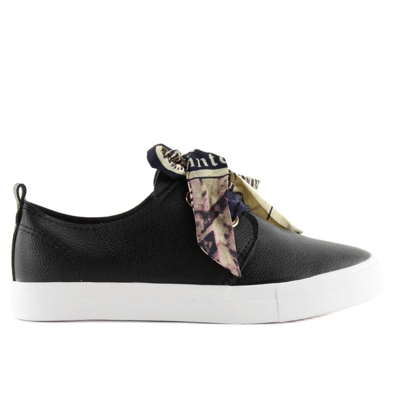 Svarta XL09P Svarta sneakers knutna med ett band