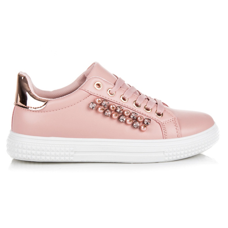 Rosa sneakers med pärlor