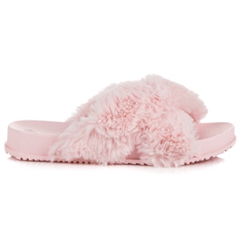 Snygga pälstofflor rosa