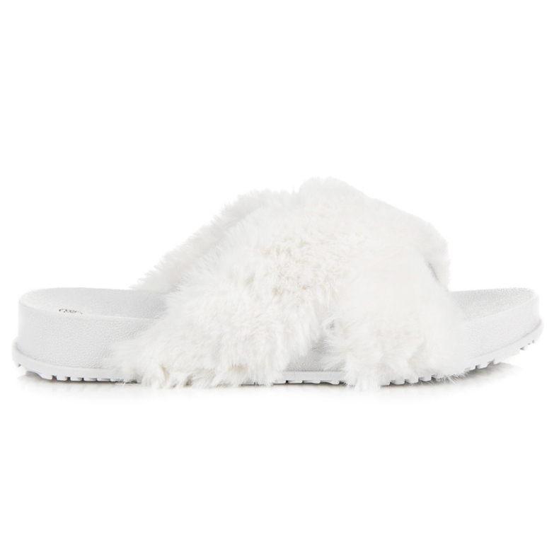 Snygga pälstofflor vit