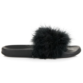Tofflor Med Päls svart