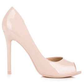 Seastar Lackade klackar med öppen tå brun