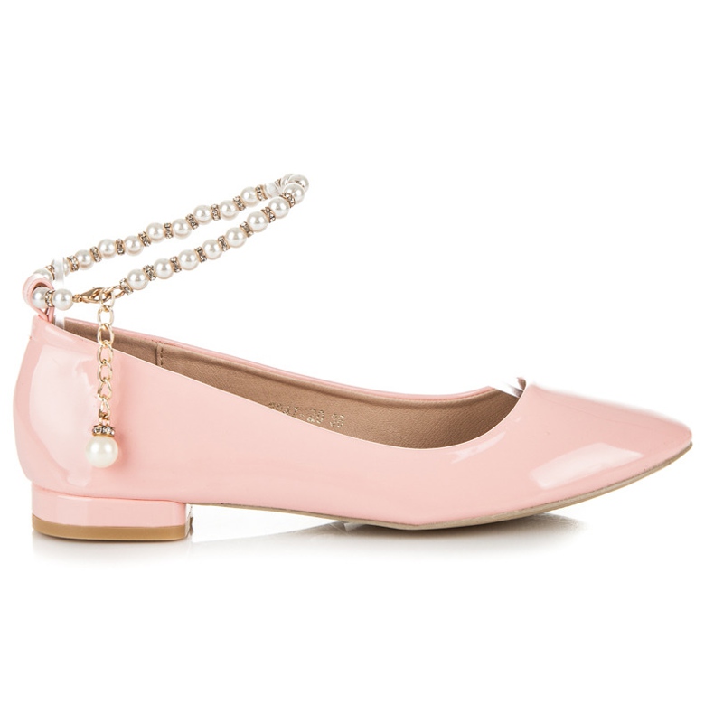 Vices Lackade ballerinor med pärlor rosa