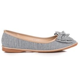 Seastar Ribbstickade ballerinor med rosett svart