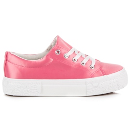 Kylie Satin sneakers på plattformen rosa
