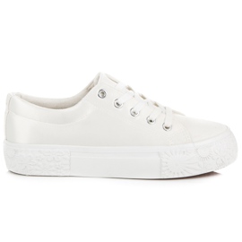 Kylie Satin sneakers på plattformen vit