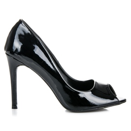 Comer Lackade Open Toe Pumps svart