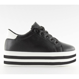 Svarta svarta sneakers med hög sula