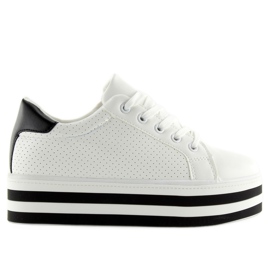 Vita sneakers på hög sula