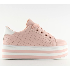 Rosa rosa sneakers på hög sula