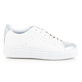 Knytna sneakers med ormtryck vit grå