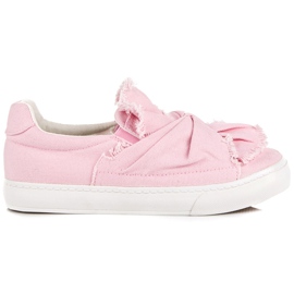 Slip-on sneakers med rosett rosa