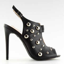 Svarta sandaler med nitar svart 708-11 Svart